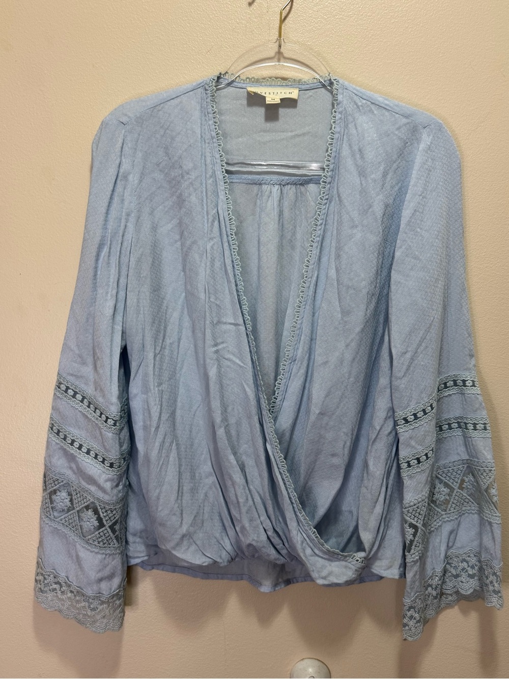 Lovestitch Bohemian Blue Crossover Wrap Blouse